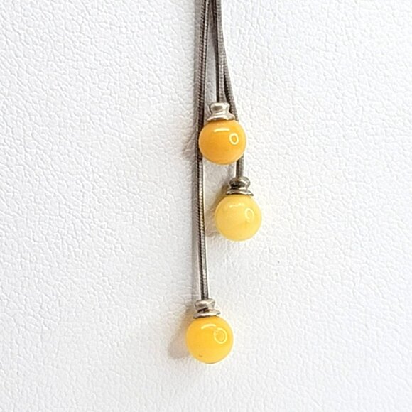 Vintage Sterling Silver Snake Dangle Bead Slide Chain 925 16.5"+Extender CT27 - Picture 4 of 8